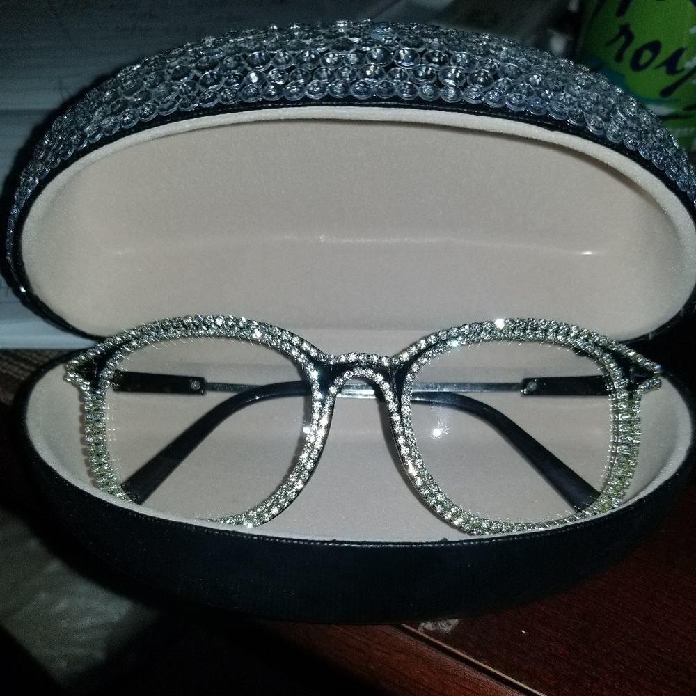 Black Framed Rhinestone glasses